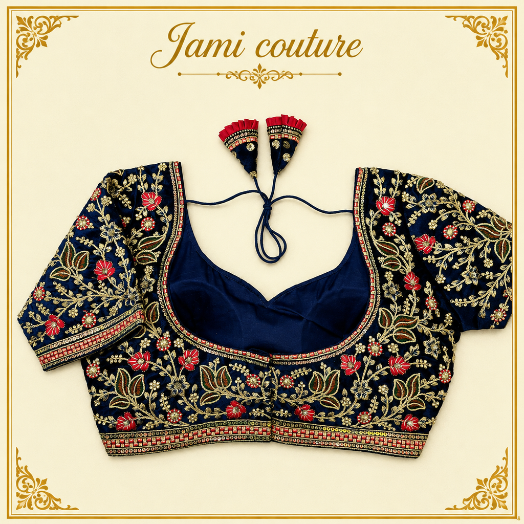 Velvet Heavy Handwork Designer Blouse – Size (38, Alterable to 42)