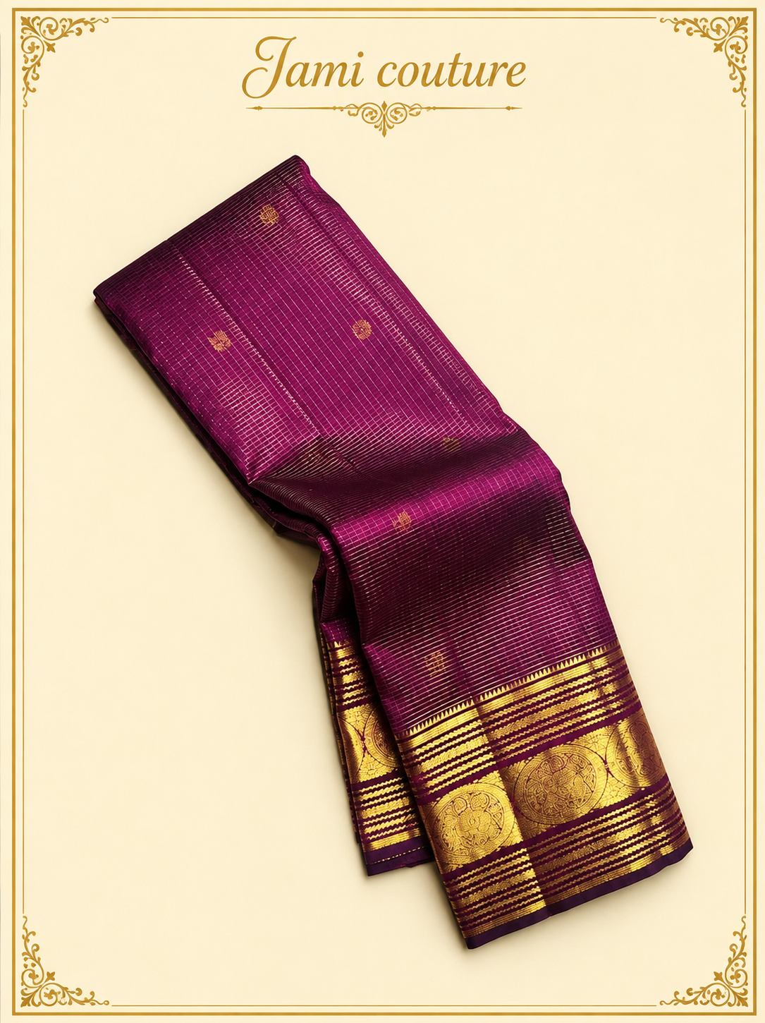 Wine Maroon Banarasi Soft Silk Saree with Gold Zari Peacock Border | Matching Stitched Blouse