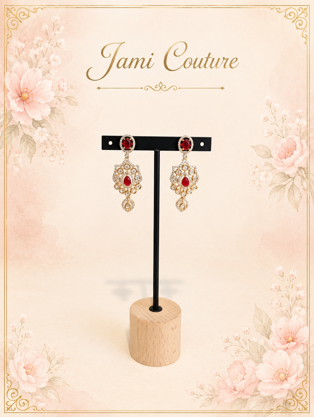 Ruby & Kundan Pearl Choker Set with Matching Earrings | Gold-Toned Bridal Jewelry