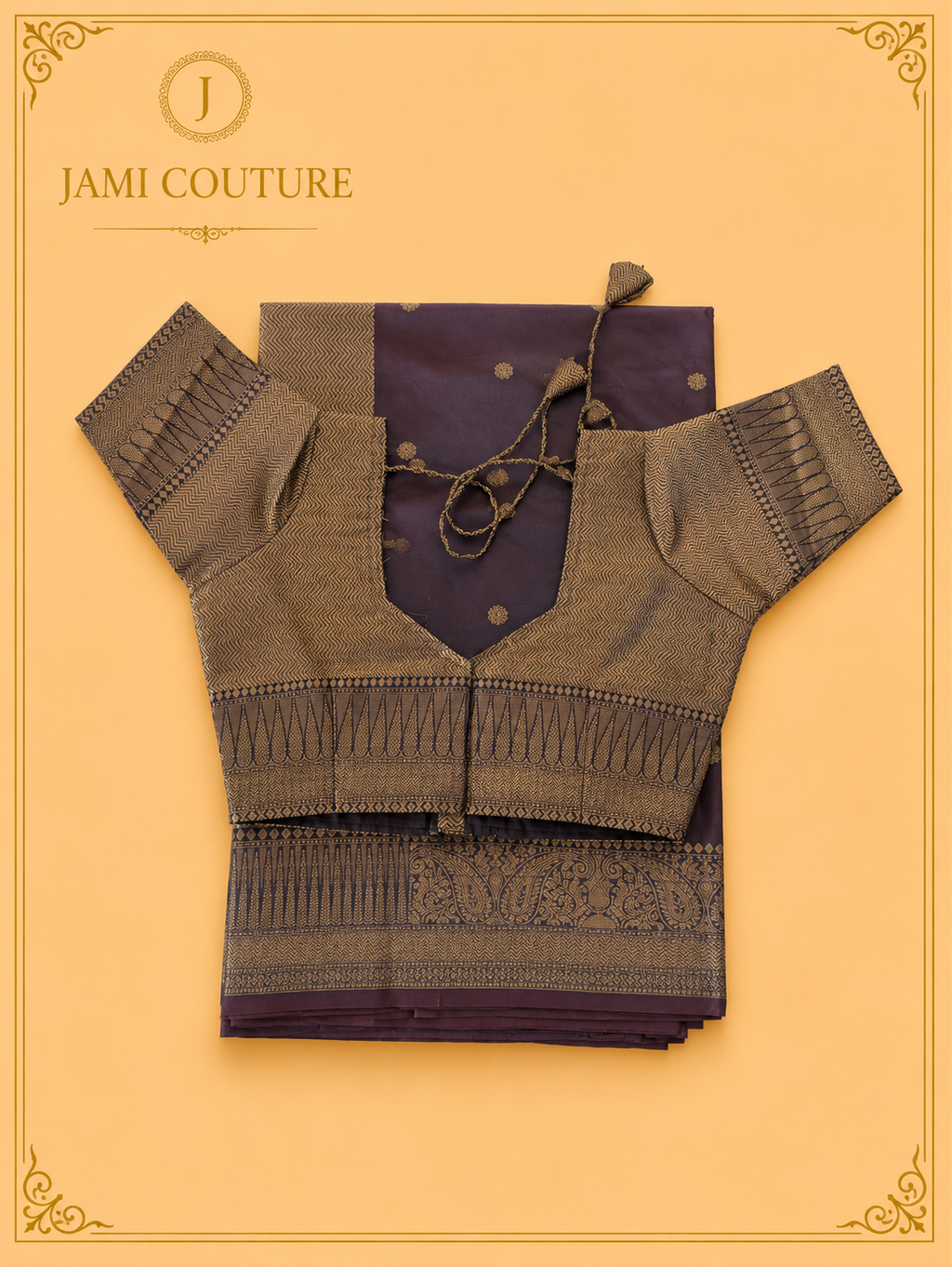 Deep Wine Kanchi-Style Warm Silk Saree with Zari Butti & Paisley Border | Matching Zari Blouse