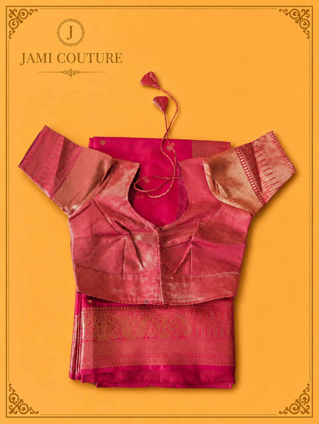 Vivid Red Kanchi-Style Warm Silk Saree with Zari Butti & Paisley Border | Matching Zari Blouse