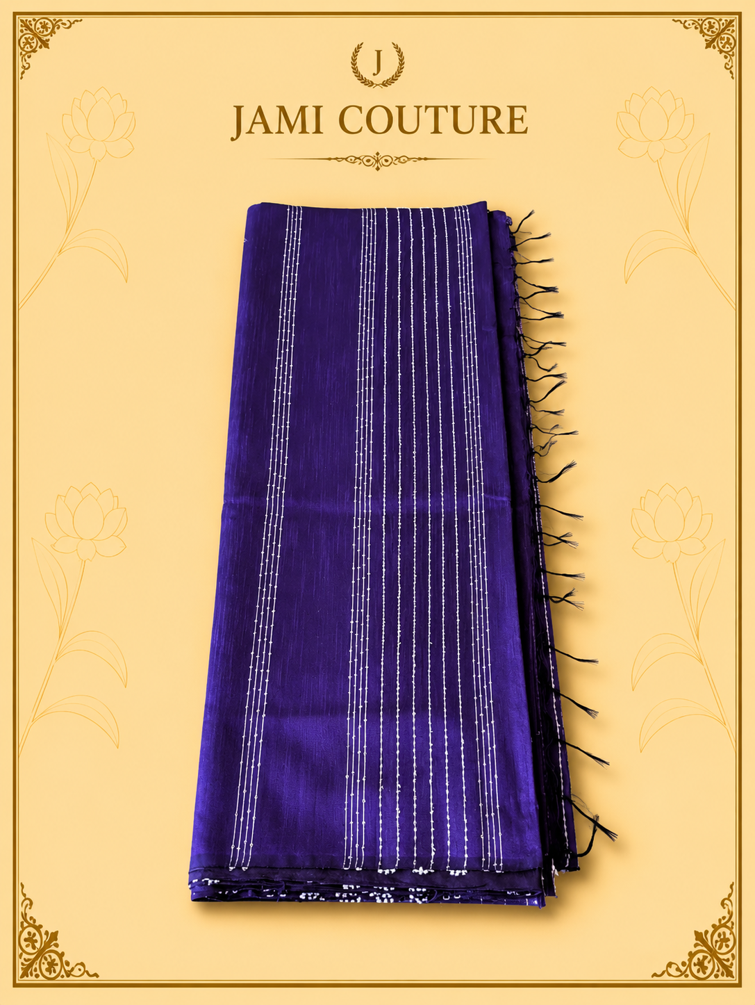 Royal Purple & Magenta Color-Block Party Wear Silk Saree with Fringe Tassels | Contrast Pink Blouse