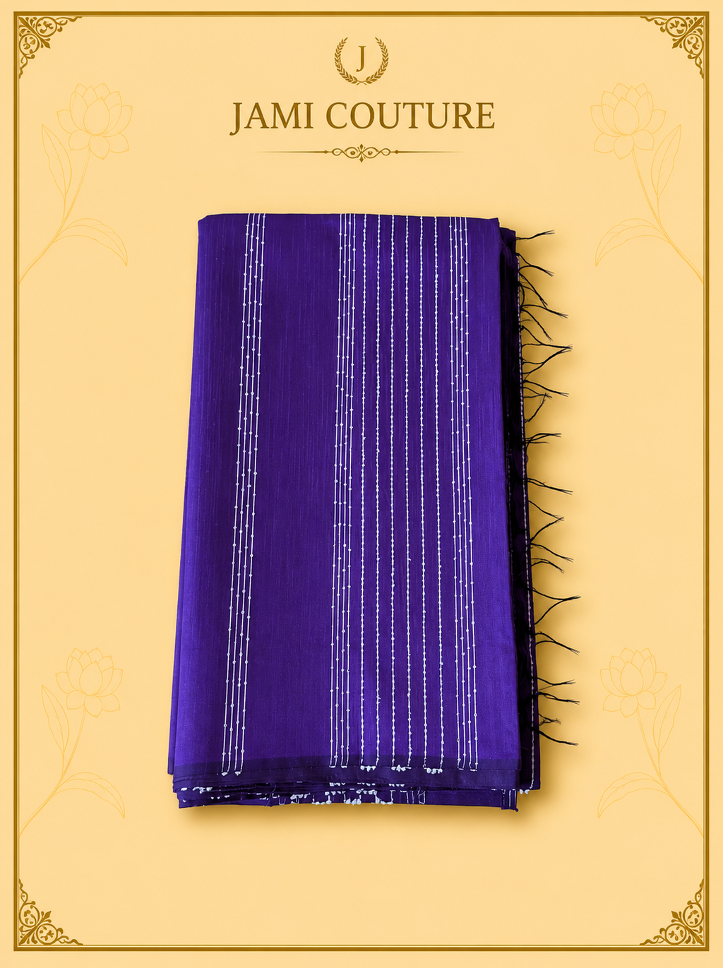 Royal Purple & Magenta Color-Block Party Wear Silk Saree with Fringe Tassels | Contrast Pink Blouse