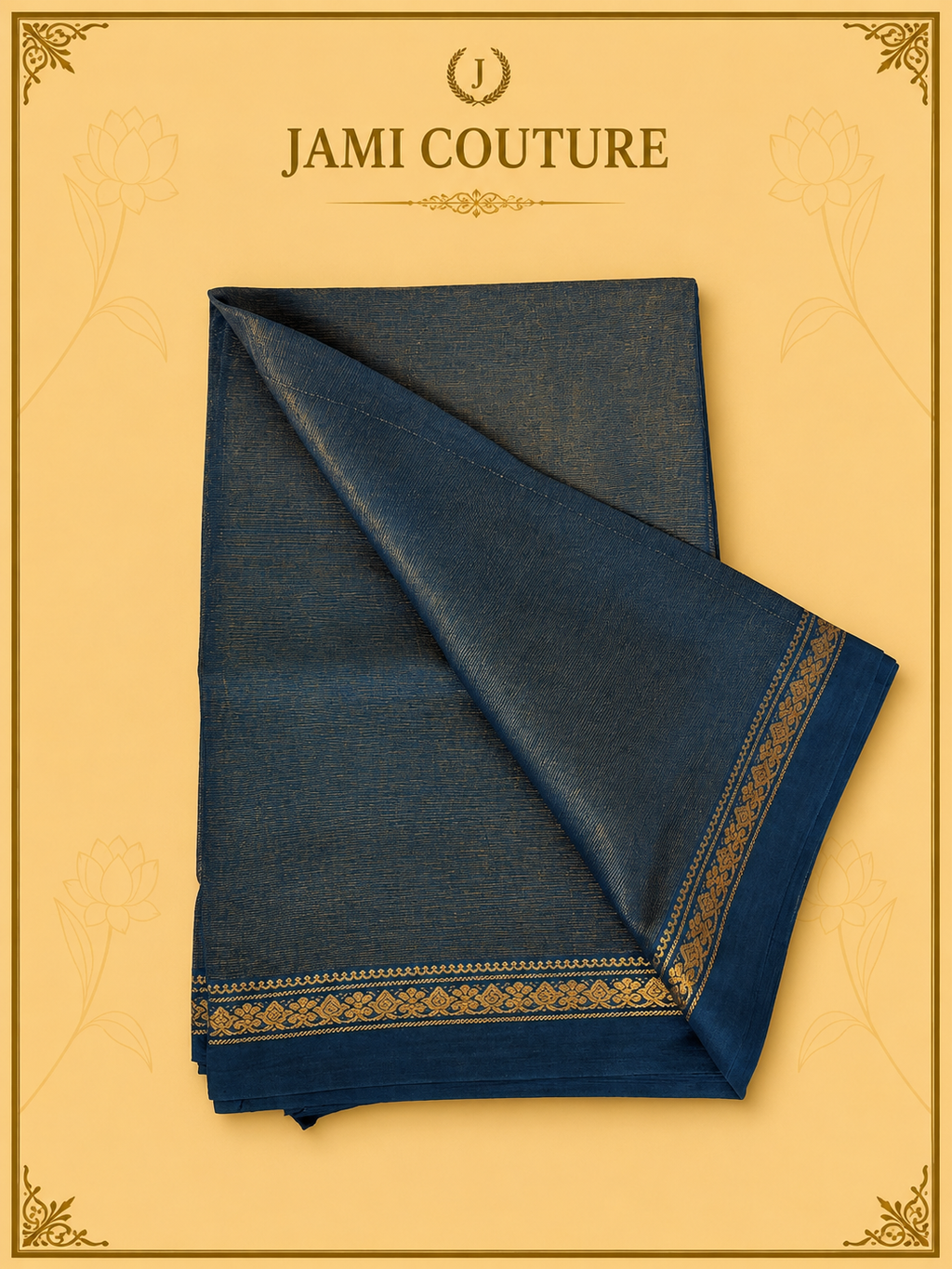 Peacock Teal Diamond Needle Weave Saree with Zari Diamond Border | Matching Zari Blouse