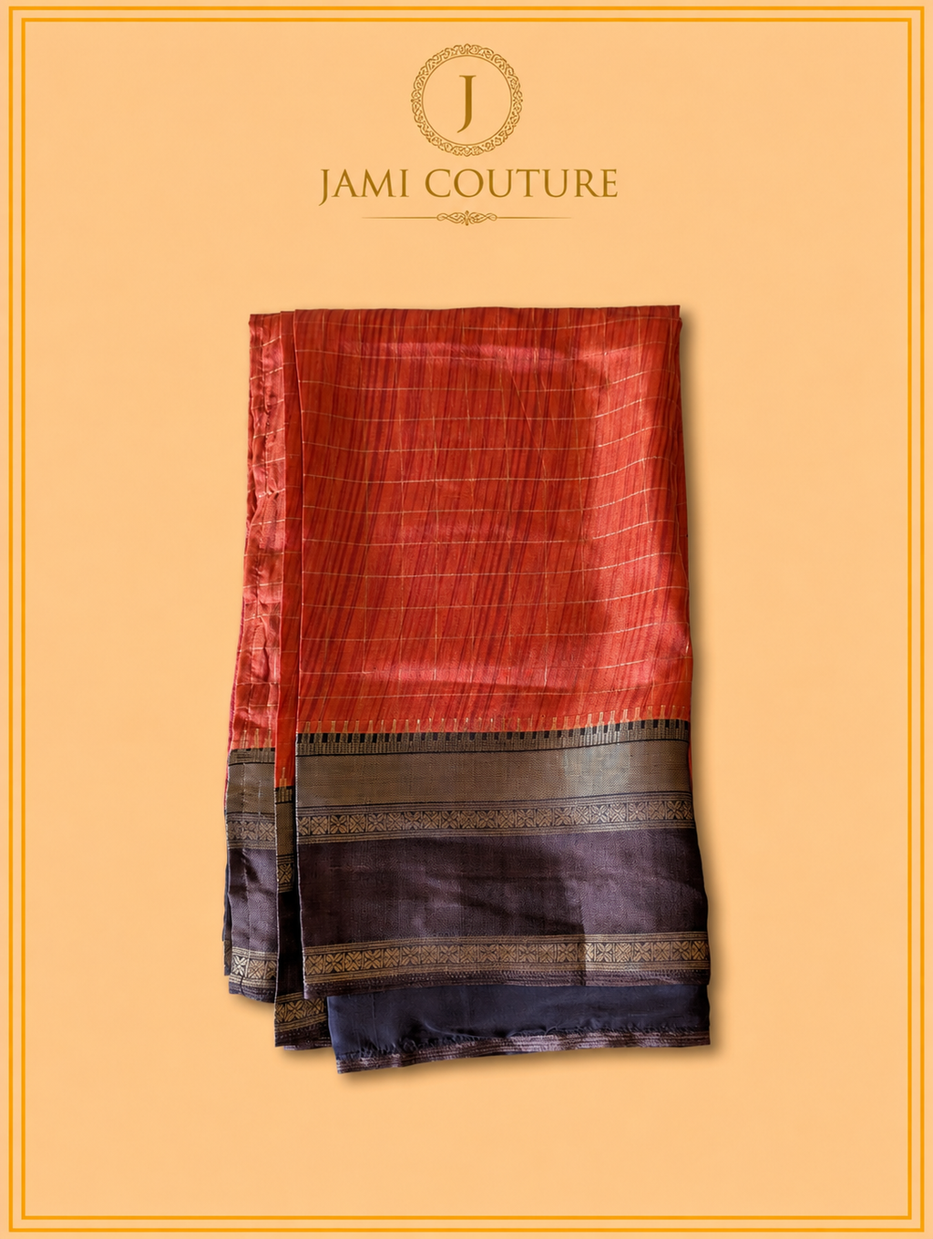Rust & Dark Brown Handloom Saree with Kalamkari Print Pallu | Dark Brown Floral Blouse