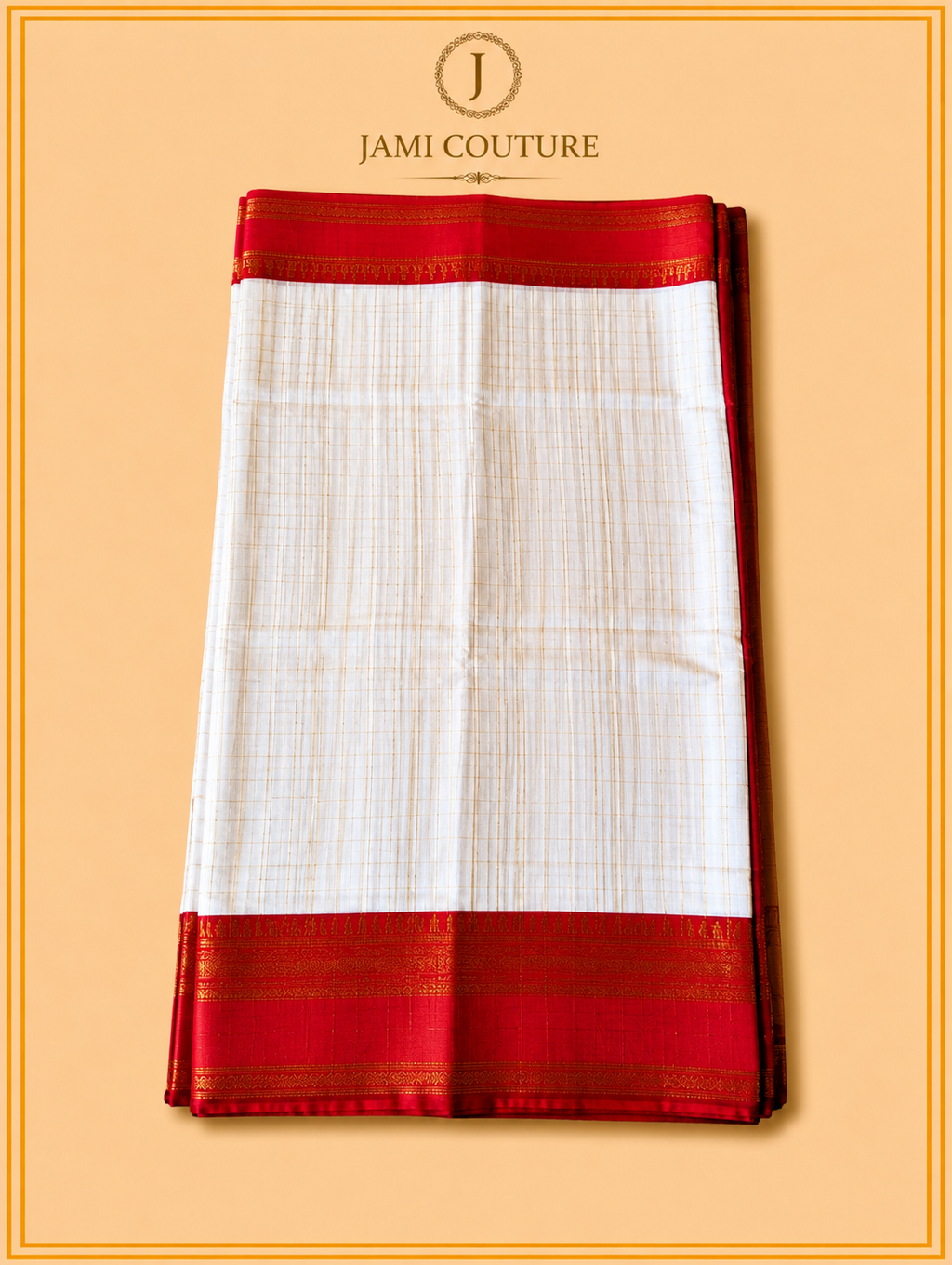 Ivory & Red Handloom Saree with Kalamkari Print Pallu | Red Floral Blouse