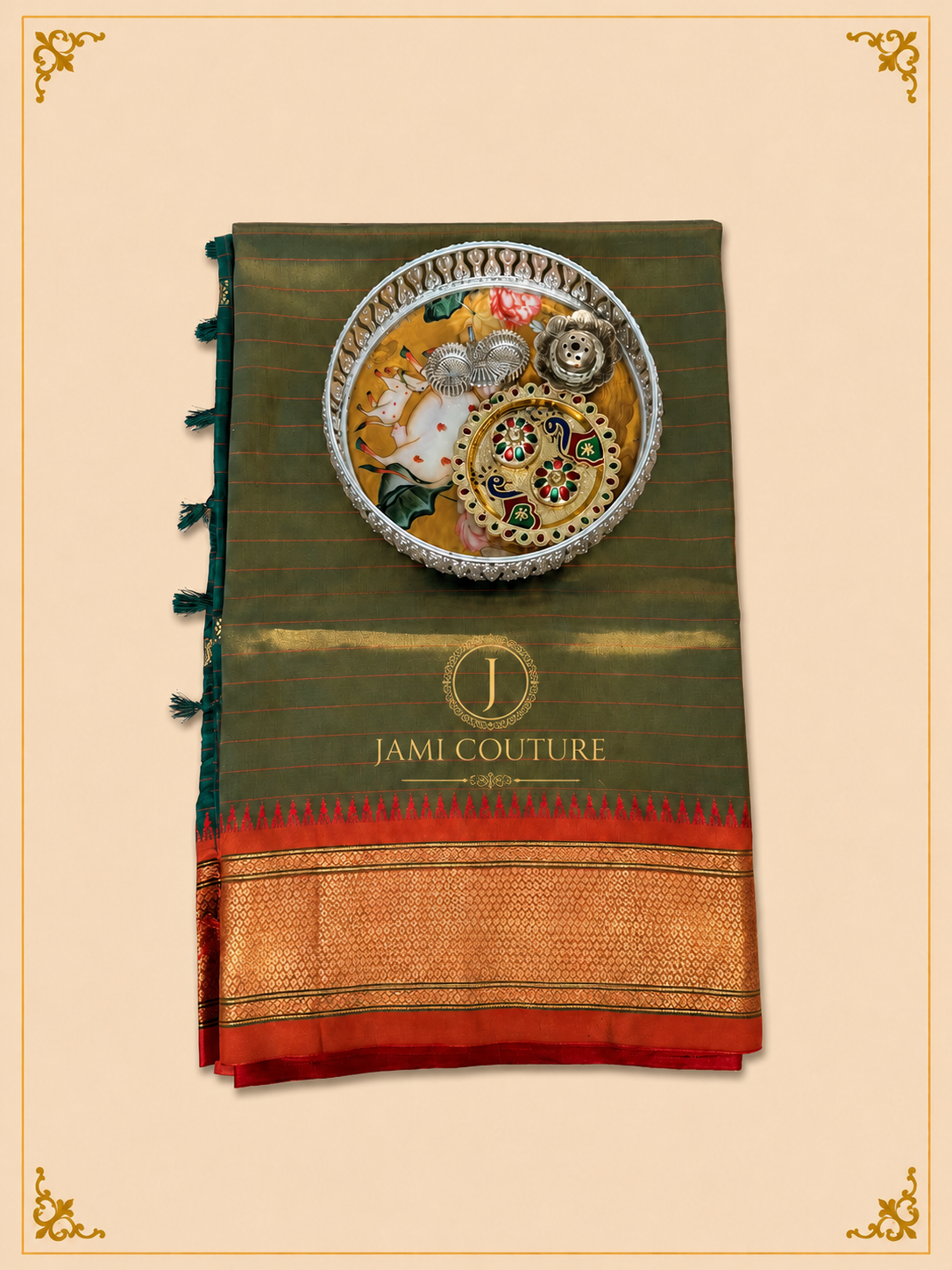 Silk Cotton Saree with Temple Border