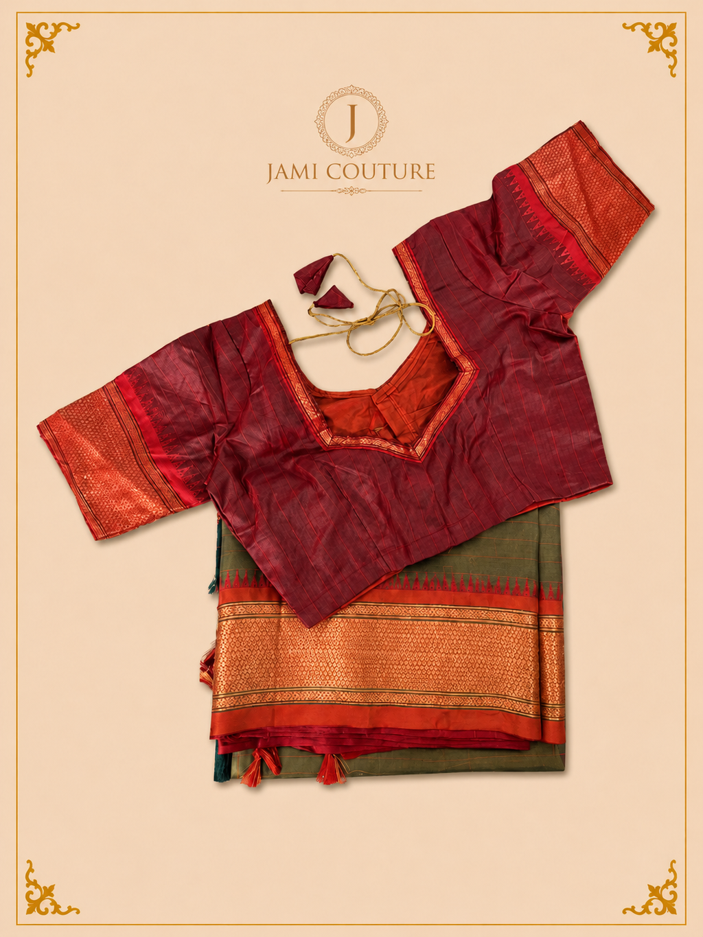 Silk Cotton Saree with Temple Border