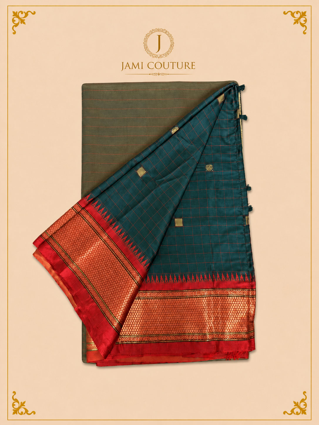 Silk Cotton Saree with Temple Border