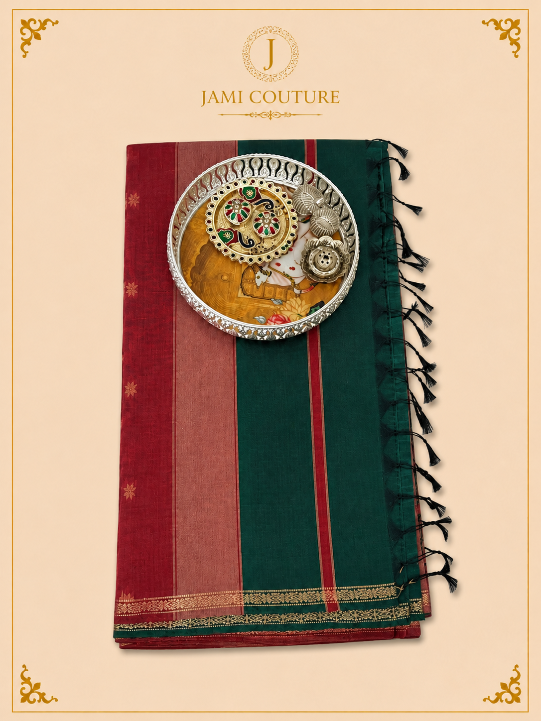 Silk Cotton Saree with Bold Striped Design