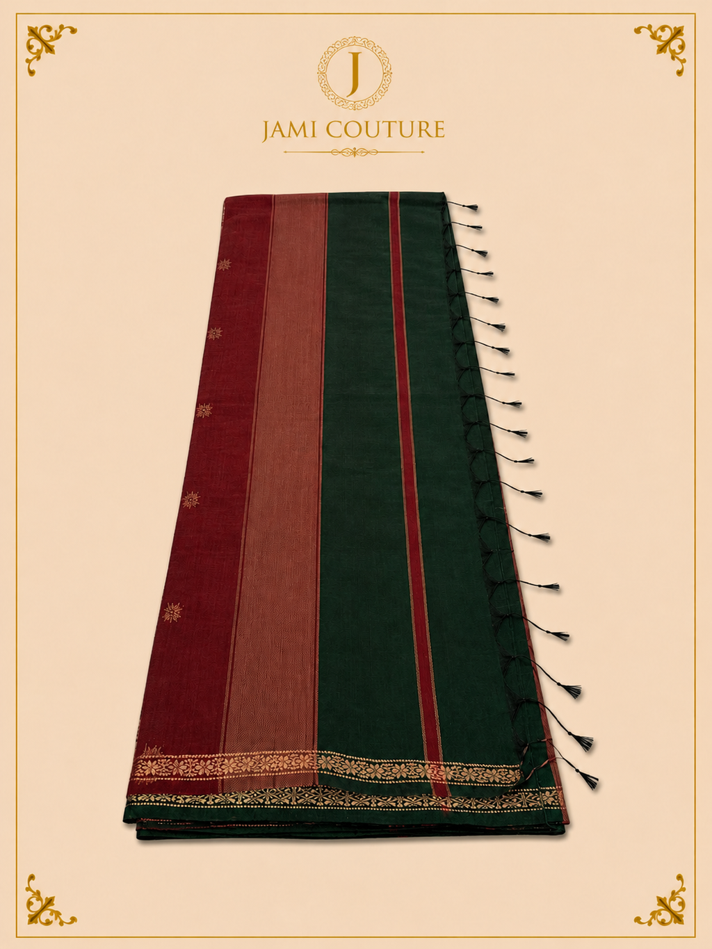 Silk Cotton Saree with Bold Striped Design