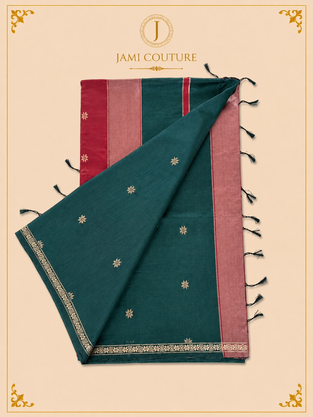 Silk Cotton Saree with Bold Striped Design