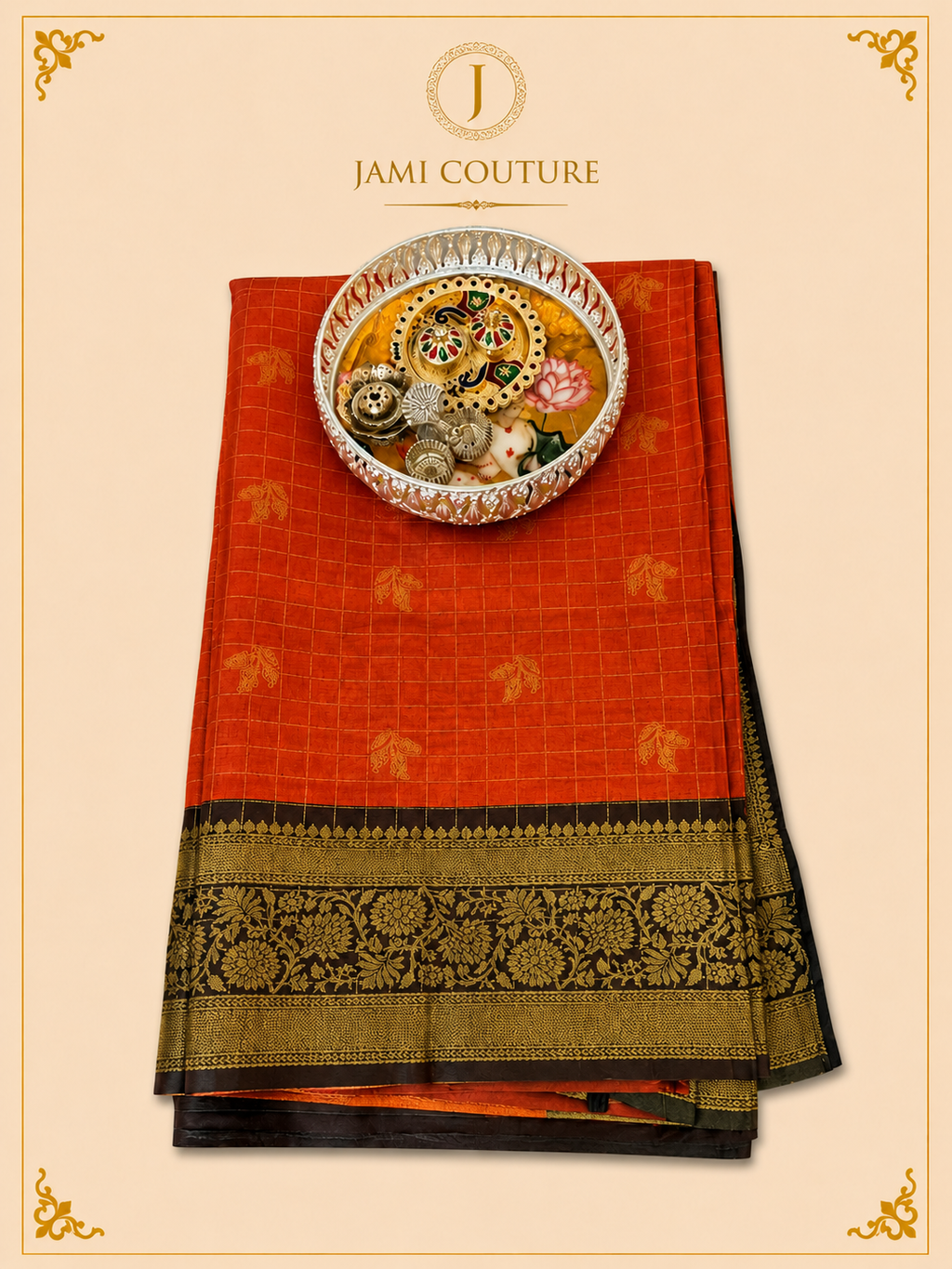 Silk Cotton Saree with Rich Floral Zari Border