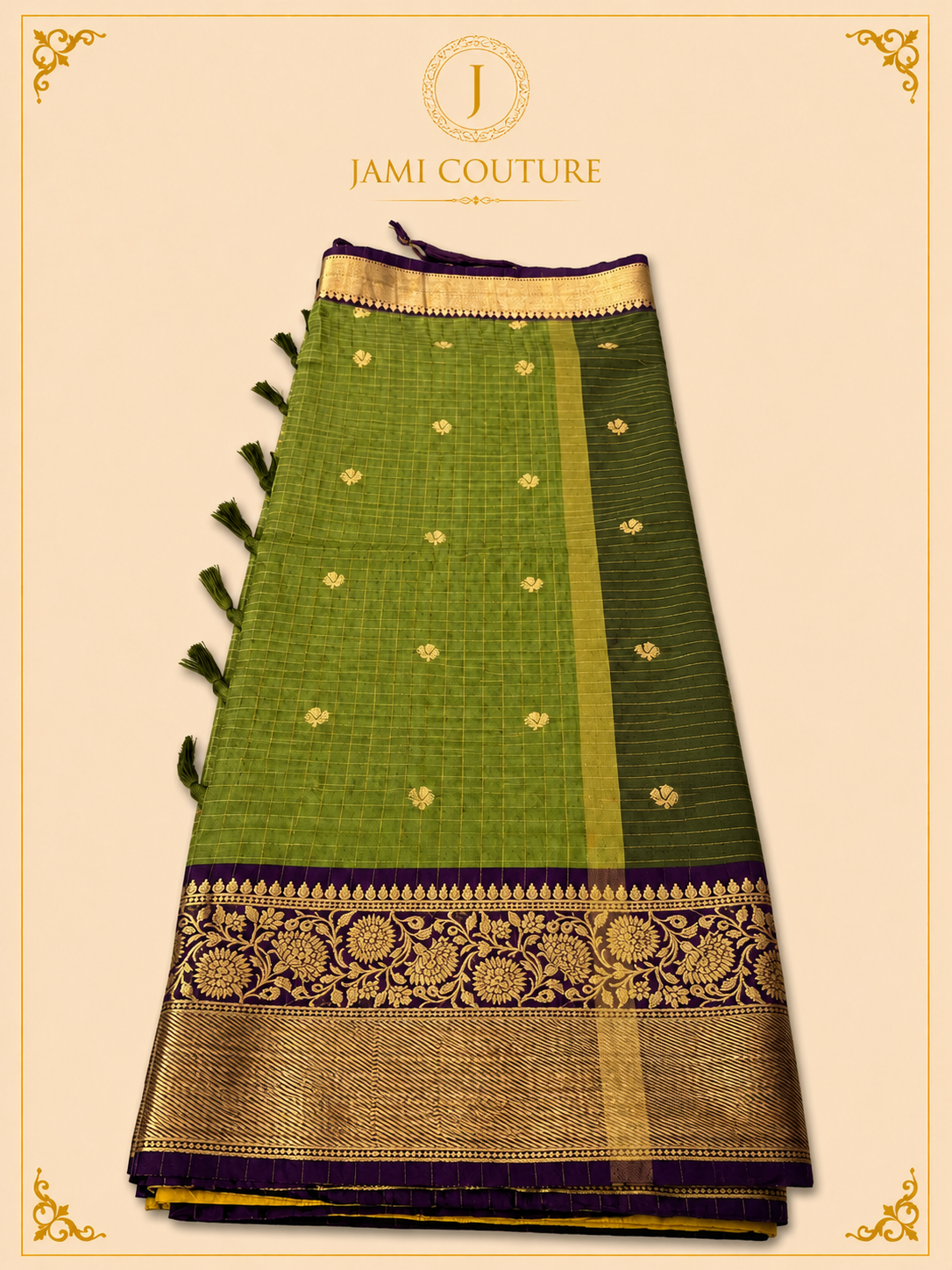 Silk Cotton Saree with Rich Floral Zari Border