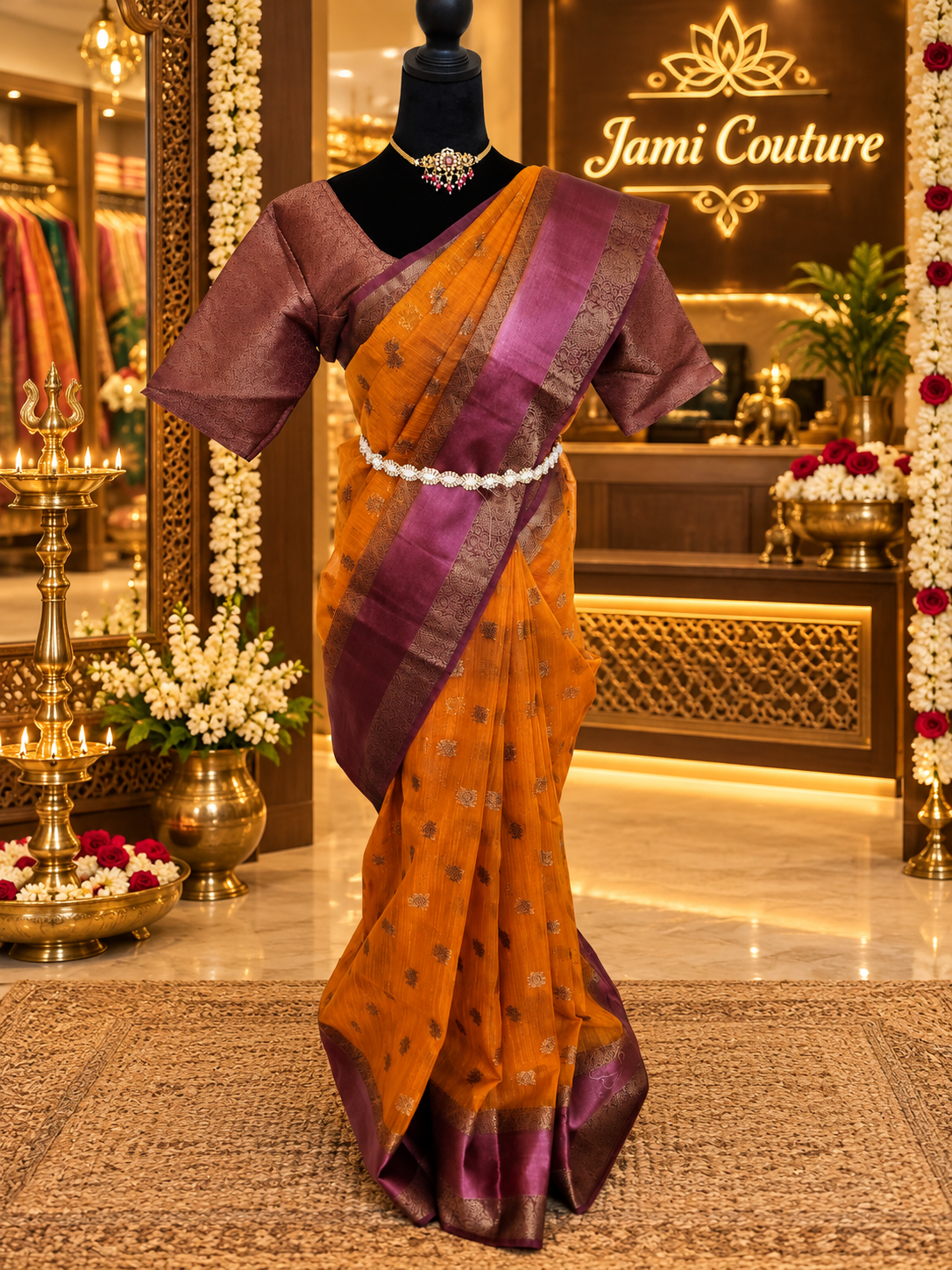 ✨ Premium Handpicked Jute Banarasi Saree with Gap Border ✨