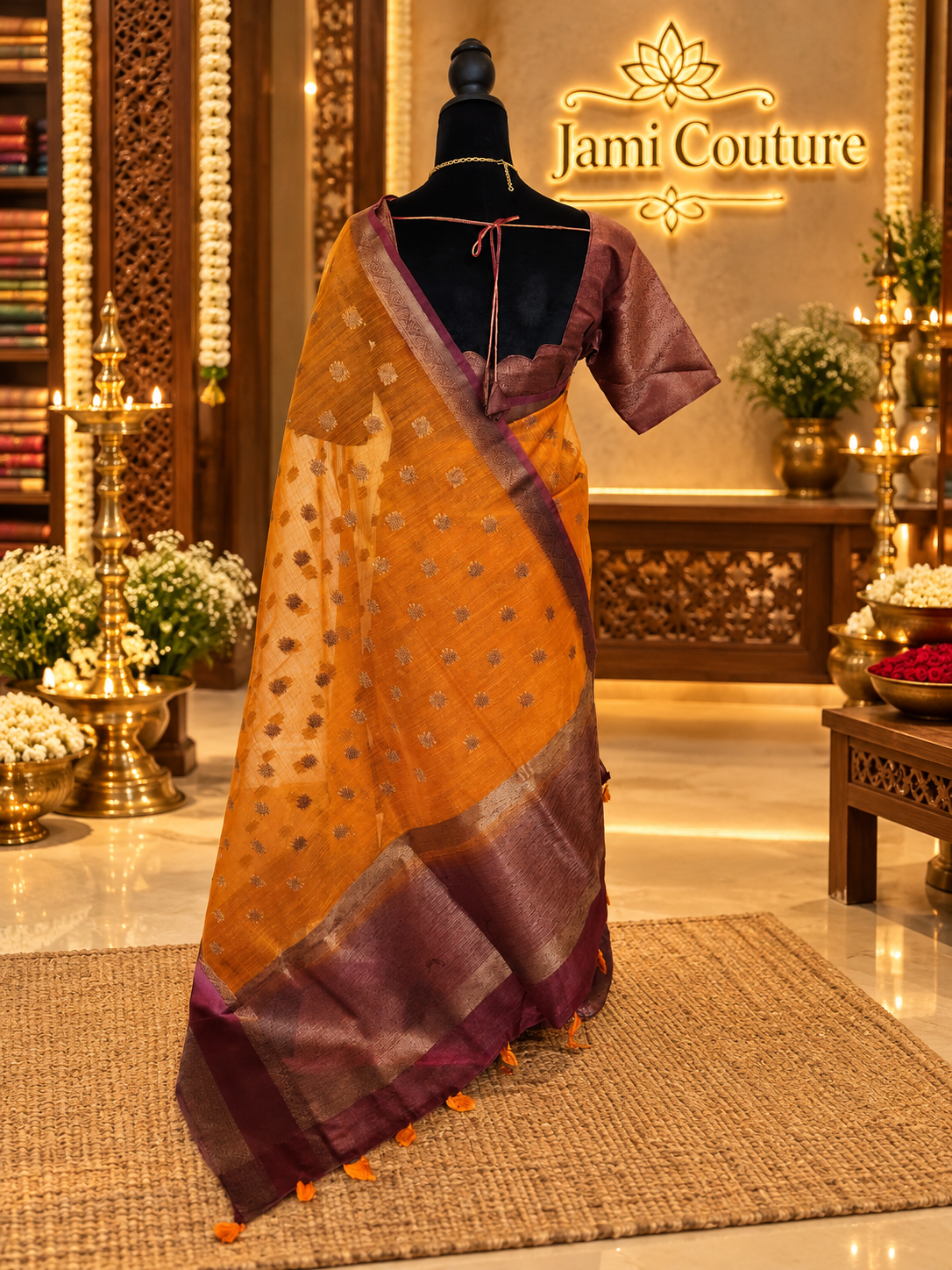 ✨ Premium Handpicked Jute Banarasi Saree with Gap Border ✨