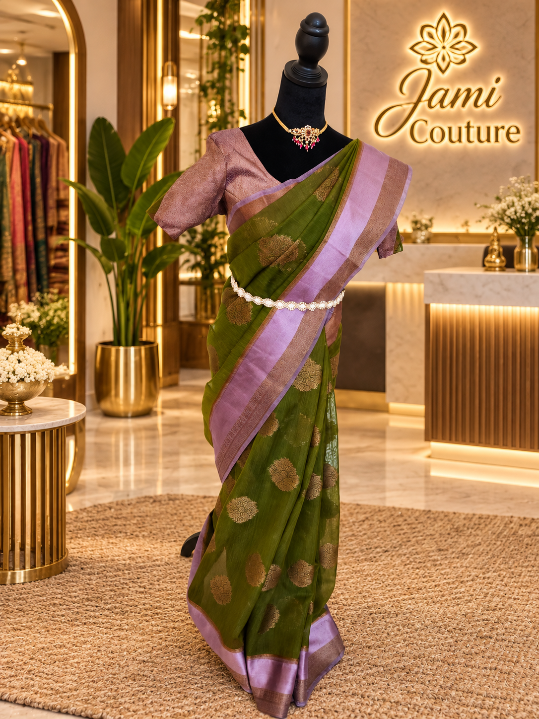 ✨ Premium Handpicked Jute Banarasi Saree with Gap Border ✨