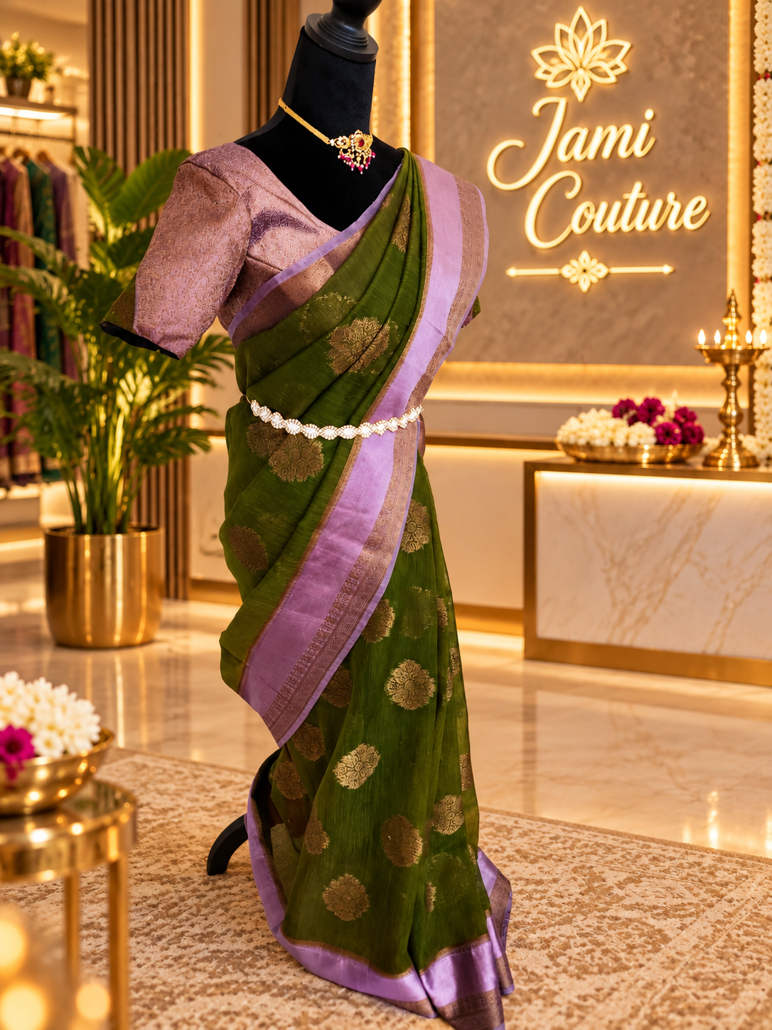 ✨ Premium Handpicked Jute Banarasi Saree with Gap Border ✨