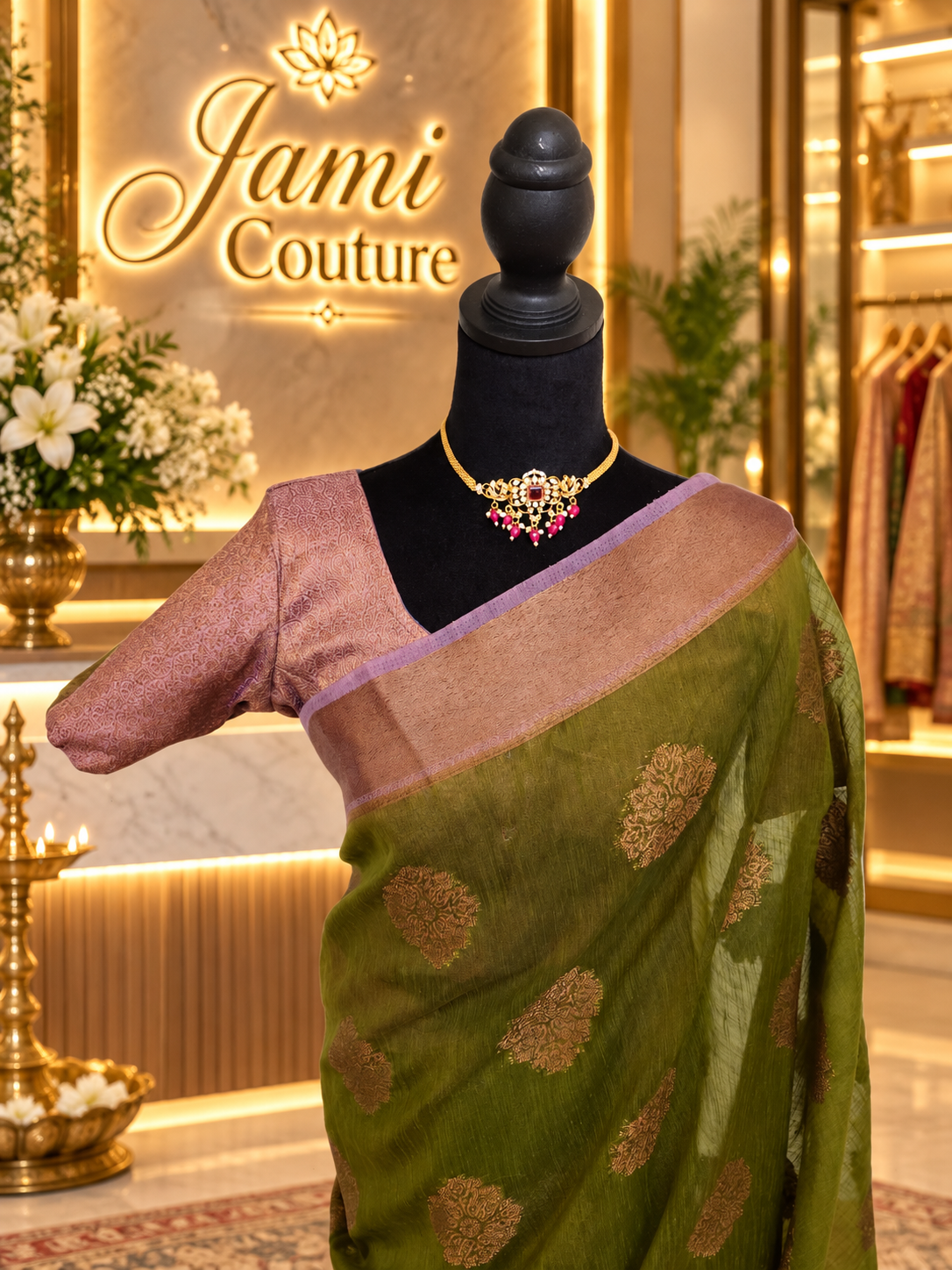 ✨ Premium Handpicked Jute Banarasi Saree with Gap Border ✨
