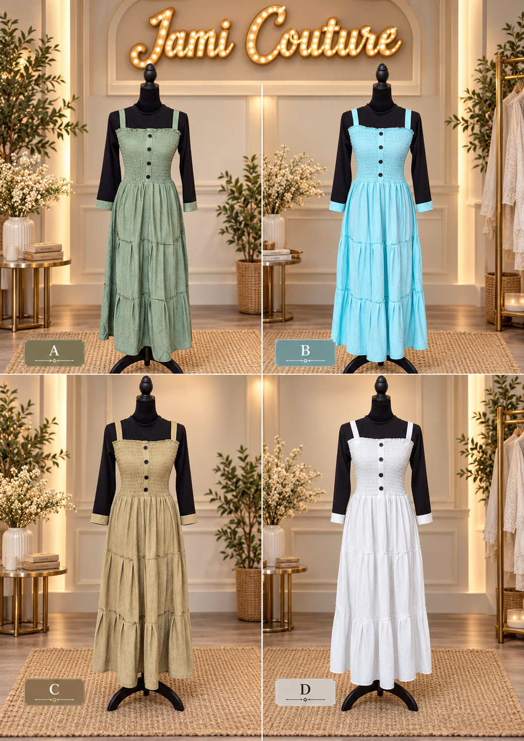 Jami Couture Teen Collection – Elastic Tiered Maxi Dress