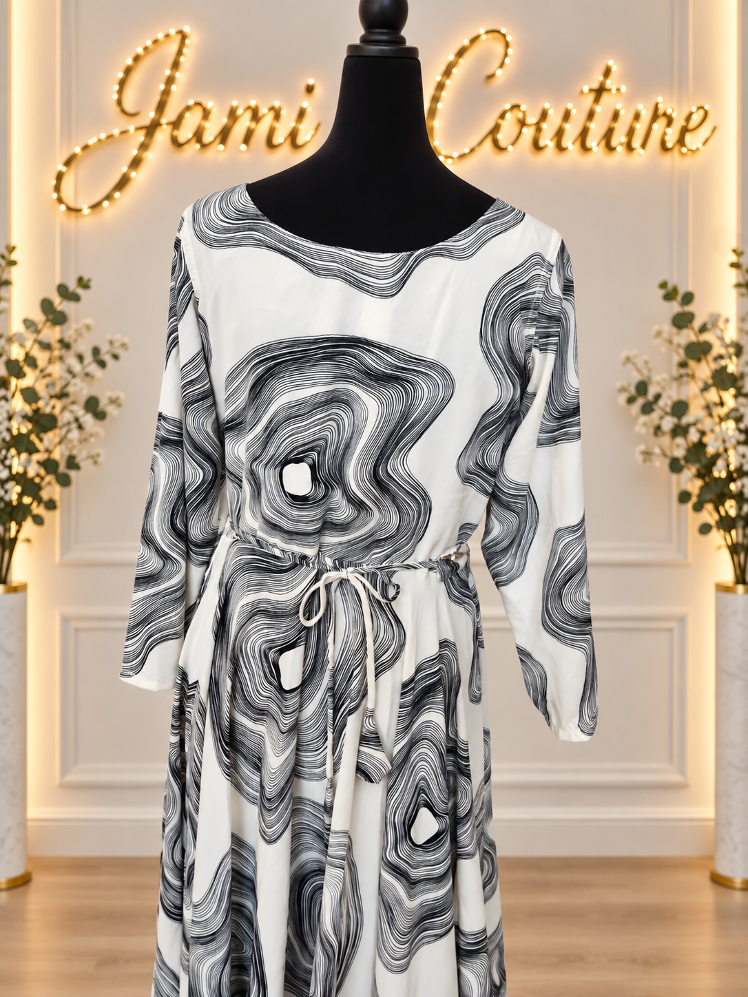 Monochrome Swirl Maxi Dress