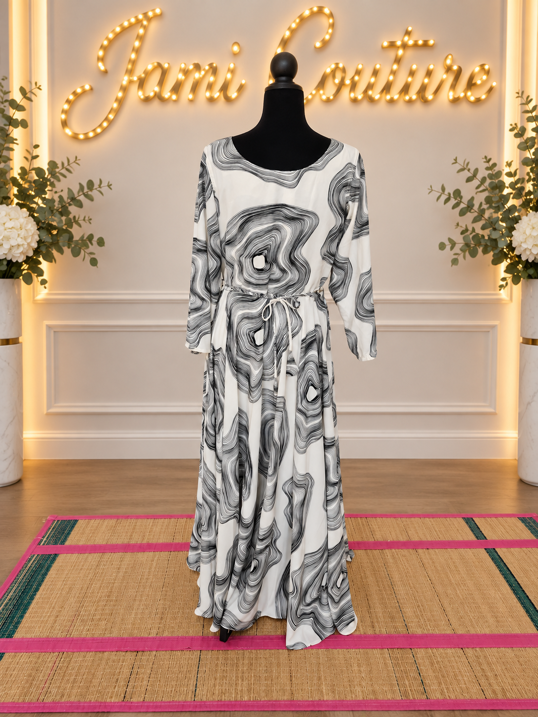 Monochrome Swirl Maxi Dress