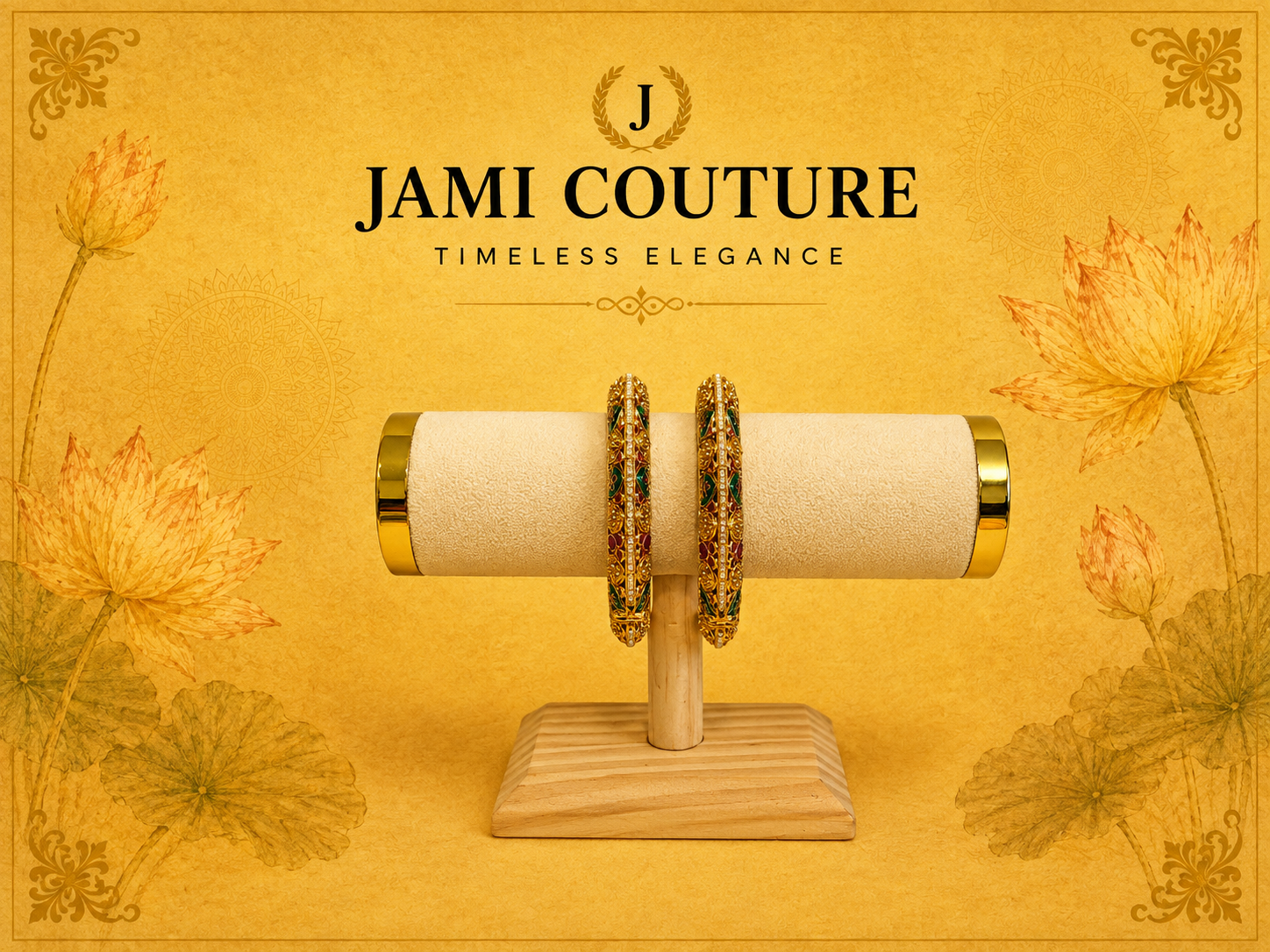 Antique Gold Openable Bangles with Ruby, Emerald & Pearl Detailing | Traditional Temple Jewelry (Set of 2)