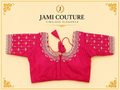 Rani Pink Heavy Roman Silk Readymade Blouse with Maggam Bead Embroidery | Ready-to-Wear Bridal Saree Blouse