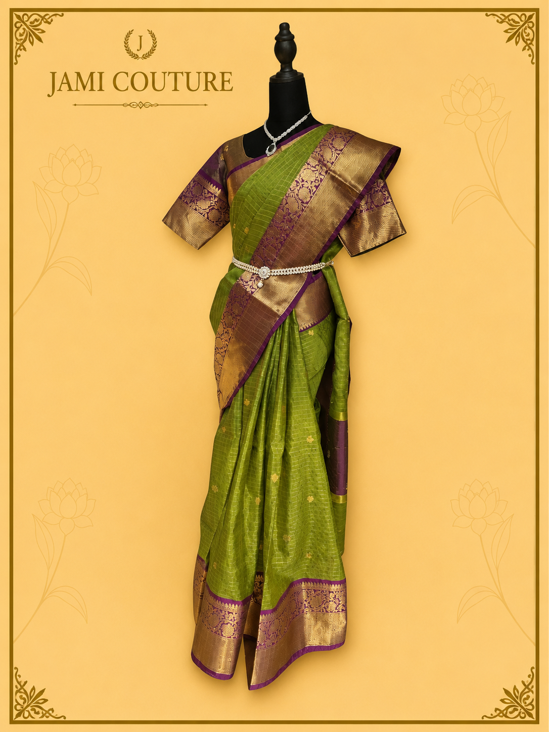 Silk Cotton Saree with Rich Floral Zari Border
