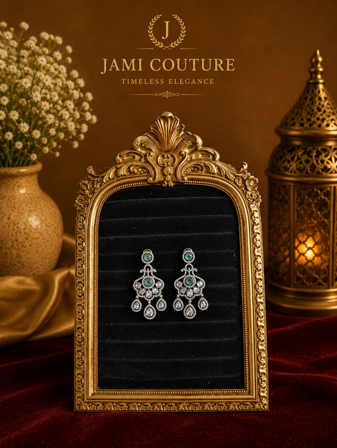 Ruby Red & White Diamond Chandelier Earrings | Silver-Toned Statement Jewelry