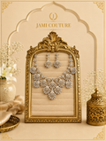 White Stone Statement Necklace | Gold-Toned Floral Bridal Necklace