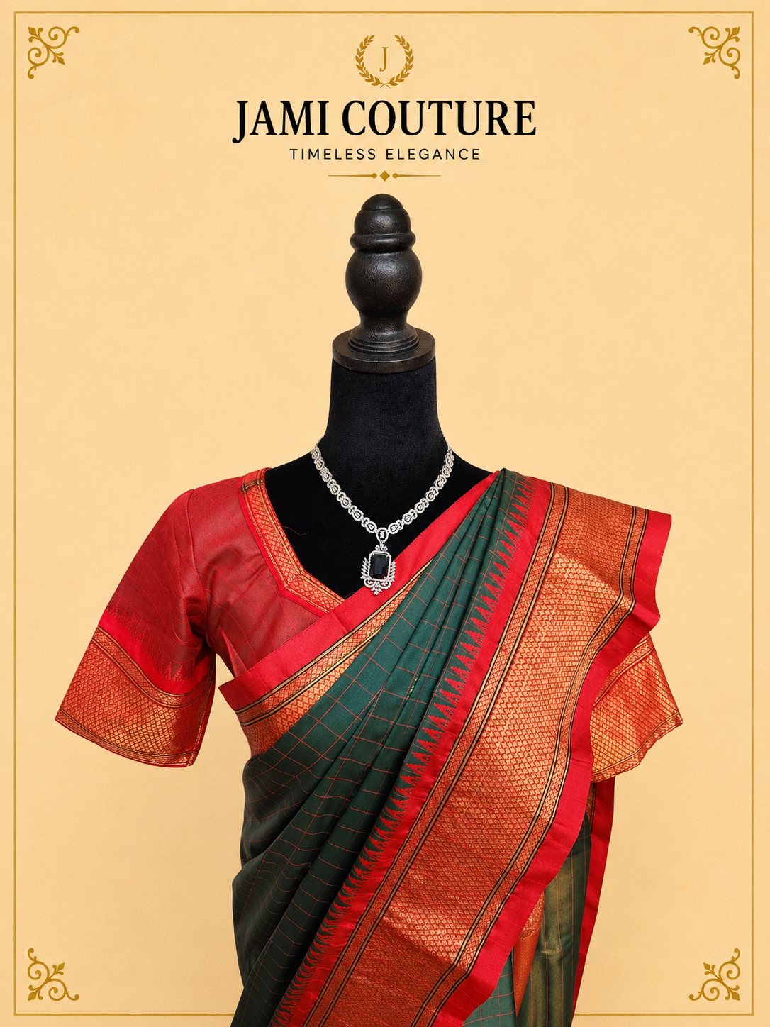 Silk Cotton Saree with Temple Border