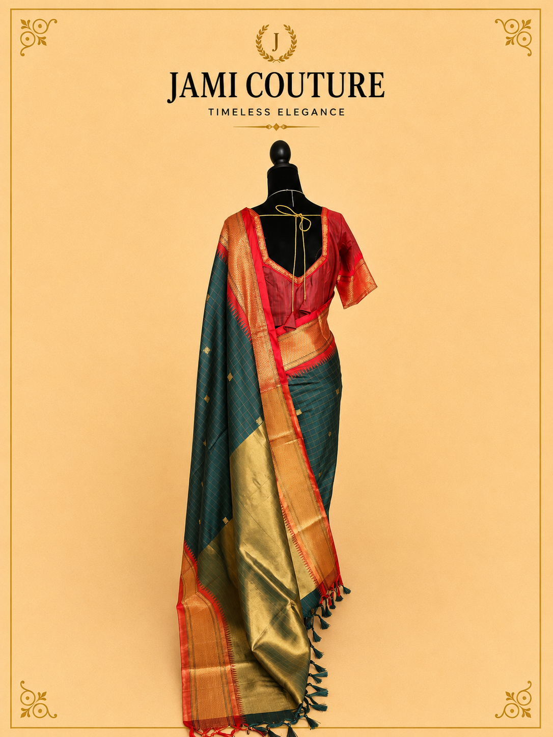 Silk Cotton Saree with Temple Border