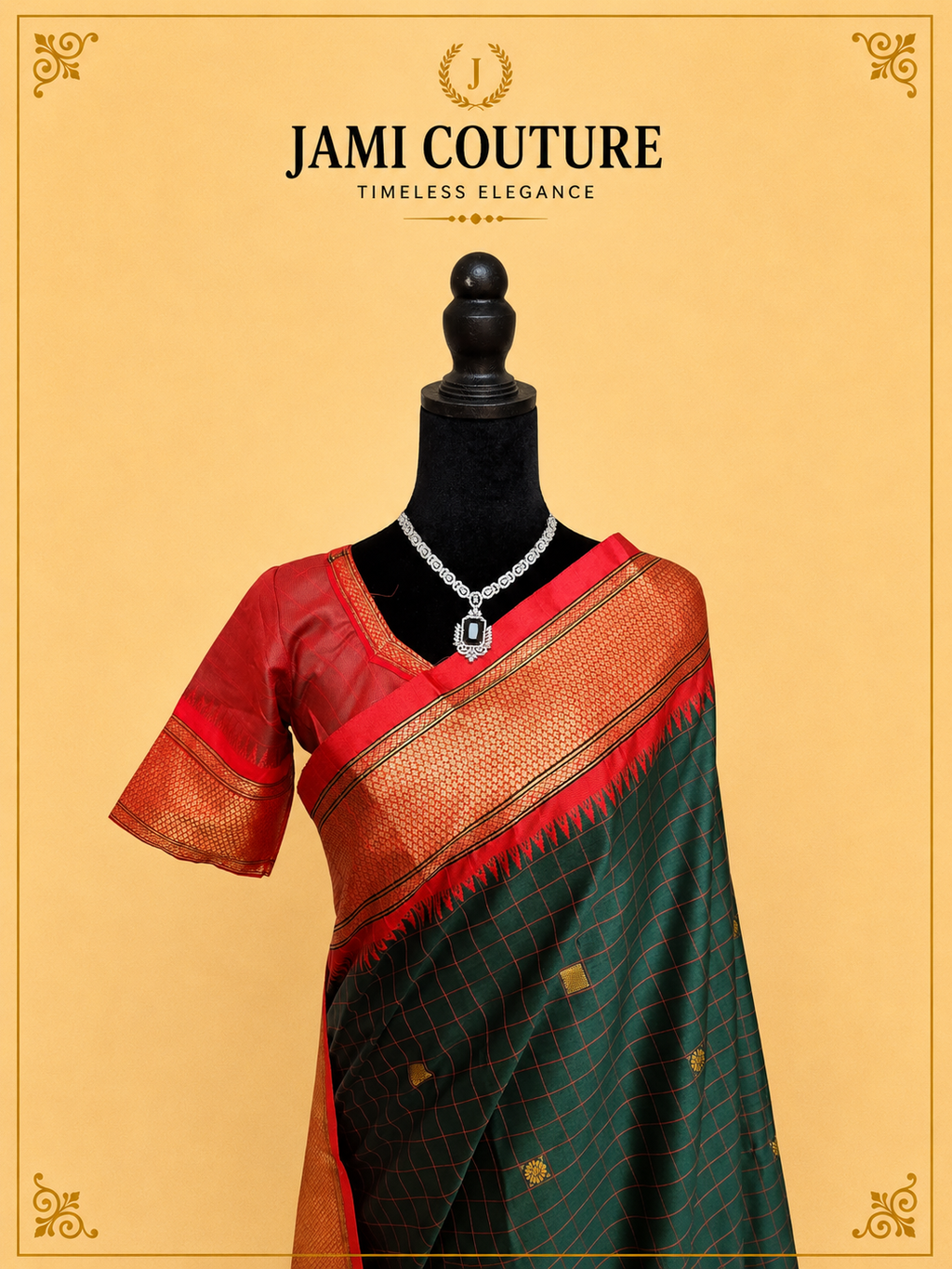 Silk Cotton Saree with Temple Border