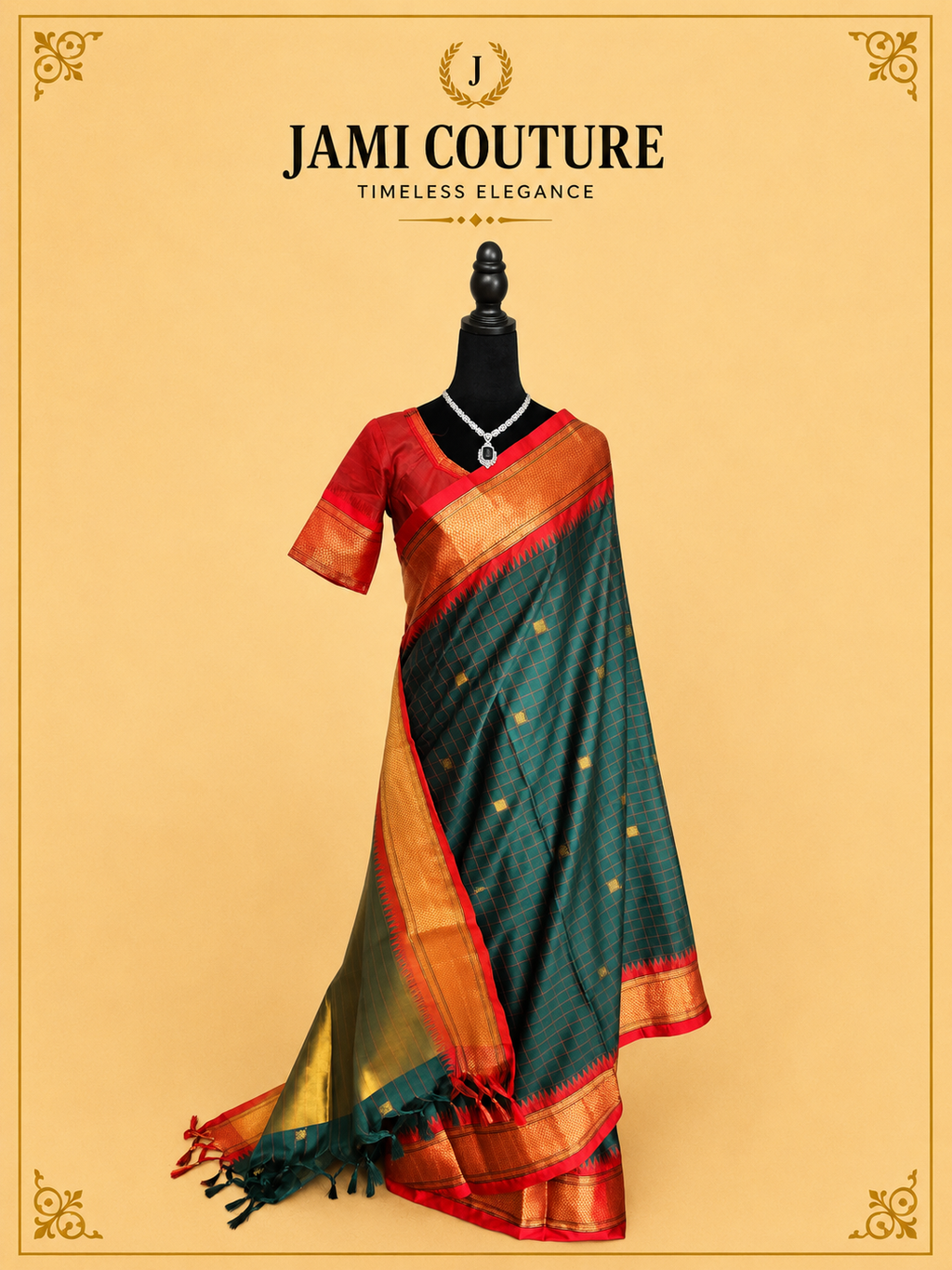 Silk Cotton Saree with Temple Border