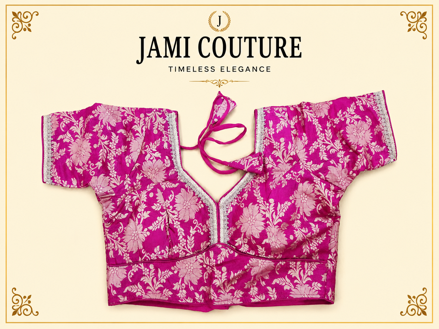 Purple Pure Dola Silk Readymade Blouse with Golden Floral Weaving | Ready-to-Wear Saree Blouse
