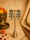 Antique Chandbali Drop Earrings with Kundan & Pearl Tassels