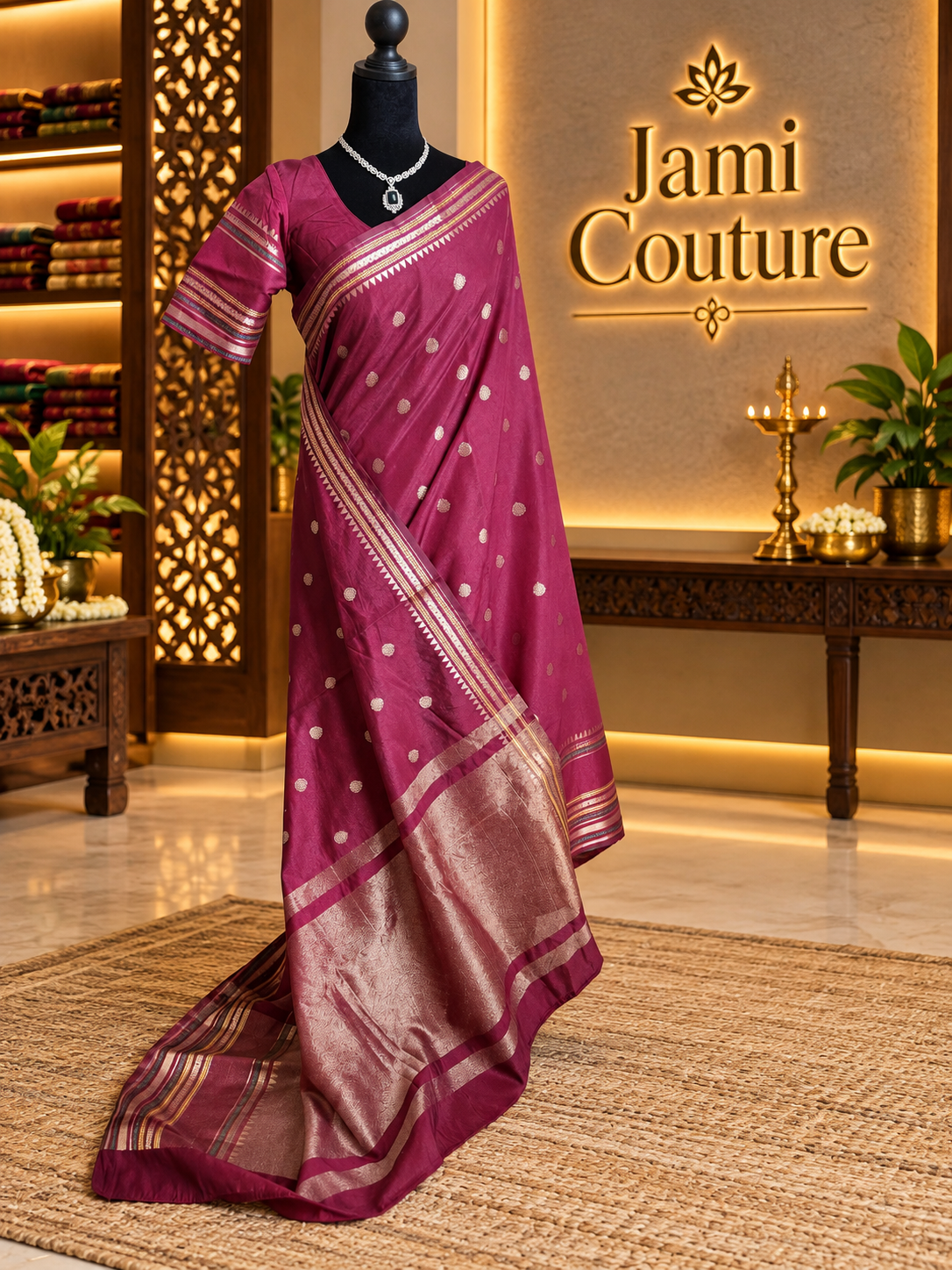 Royal Purple Warm Silk Saree, Striped Border