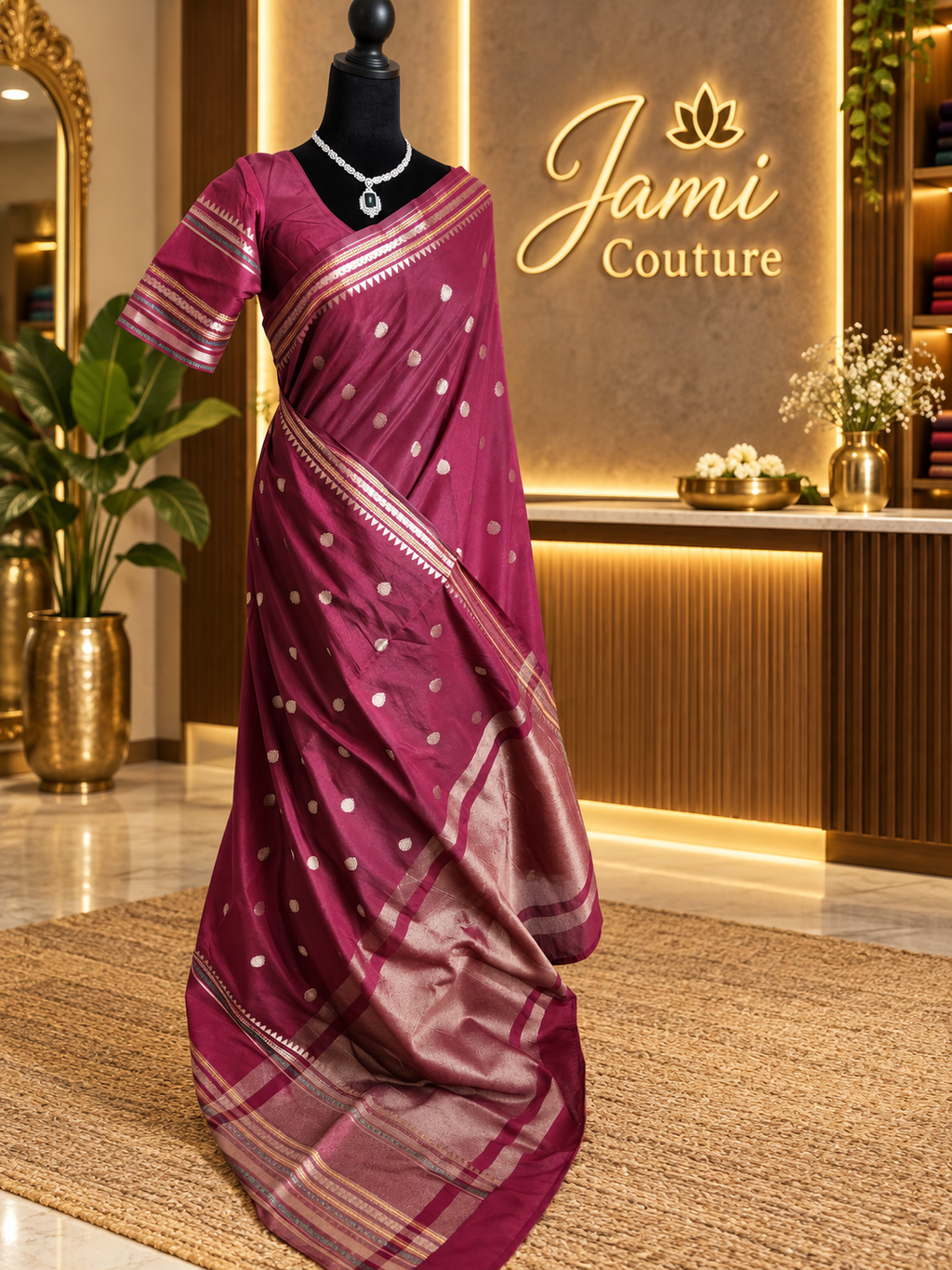 Royal Purple Warm Silk Saree, Striped Border