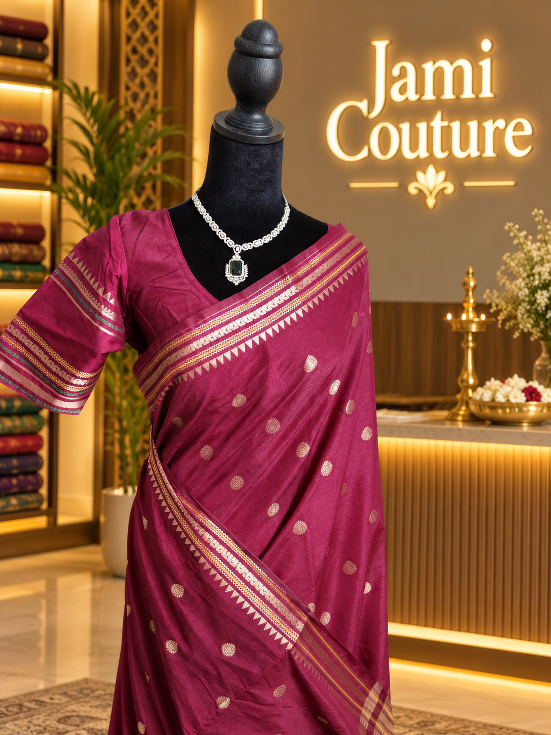 Royal Purple Warm Silk Saree, Striped Border