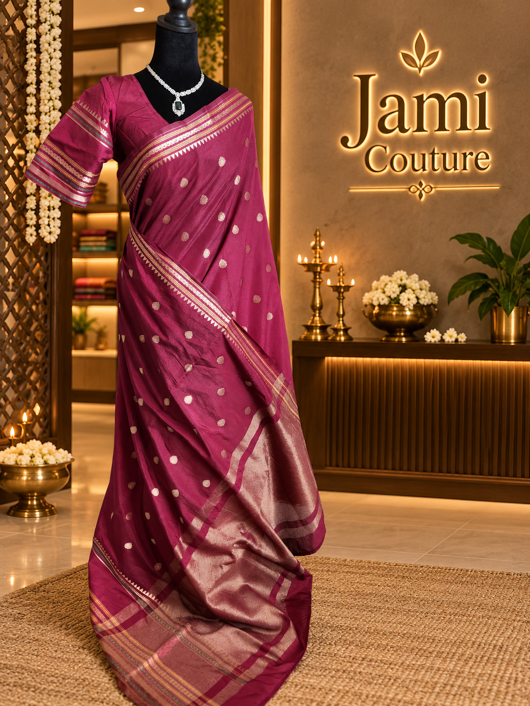 Royal Purple Warm Silk Saree, Striped Border