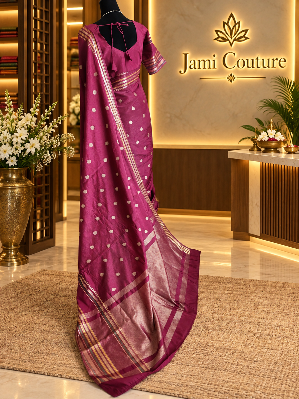 Royal Purple Warm Silk Saree, Striped Border