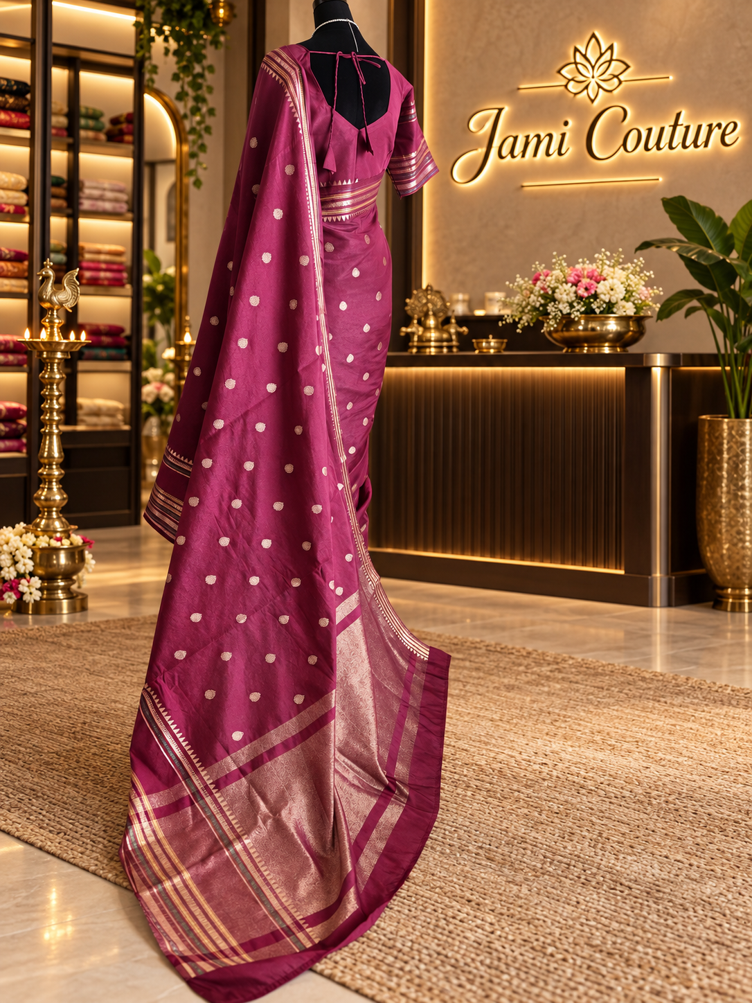 Royal Purple Warm Silk Saree, Striped Border