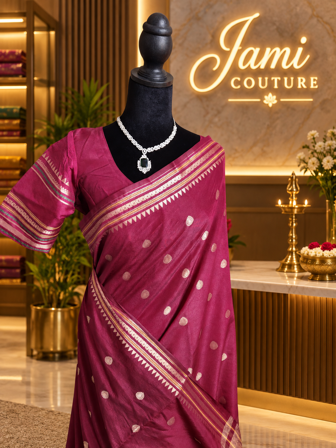Royal Purple Warm Silk Saree, Striped Border