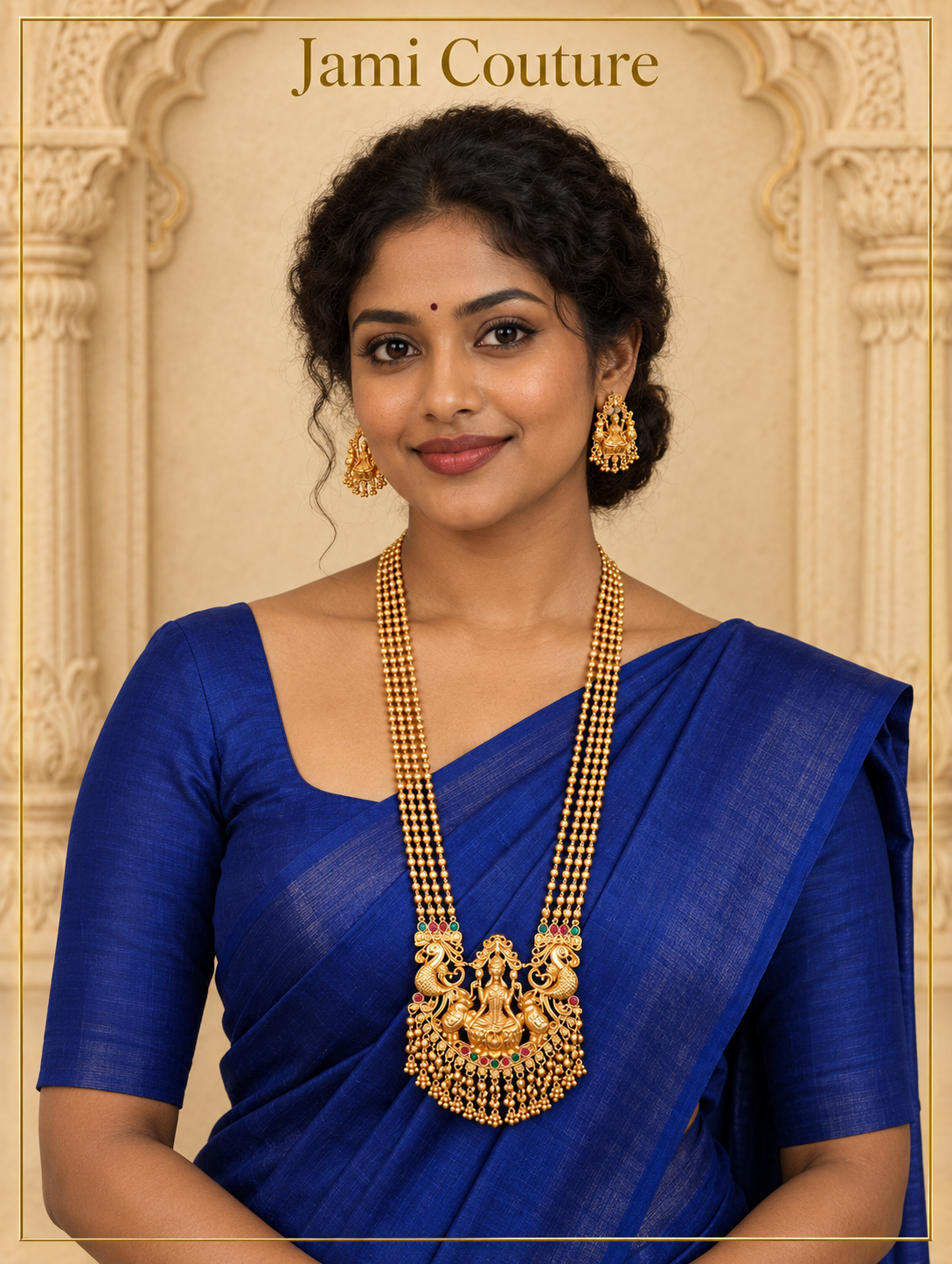 Lakshmi Peacock Long Haram Set with Earrings