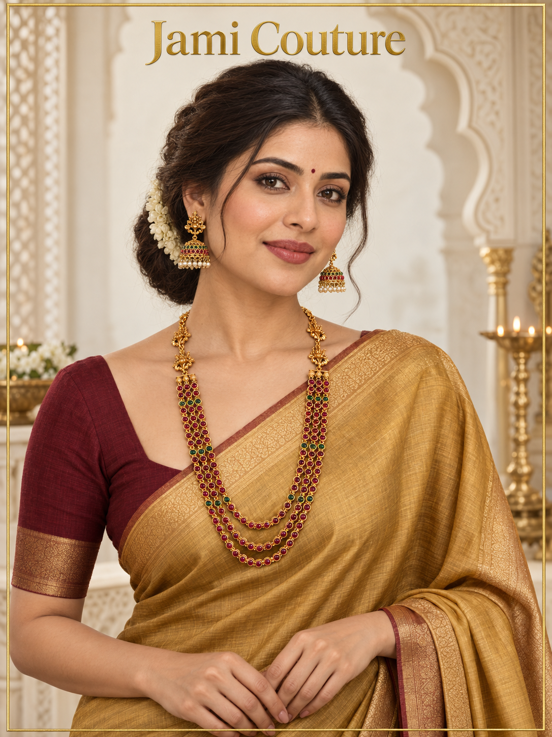 Lakshmi Multi-Strand Kemp Bead Long Haram Set