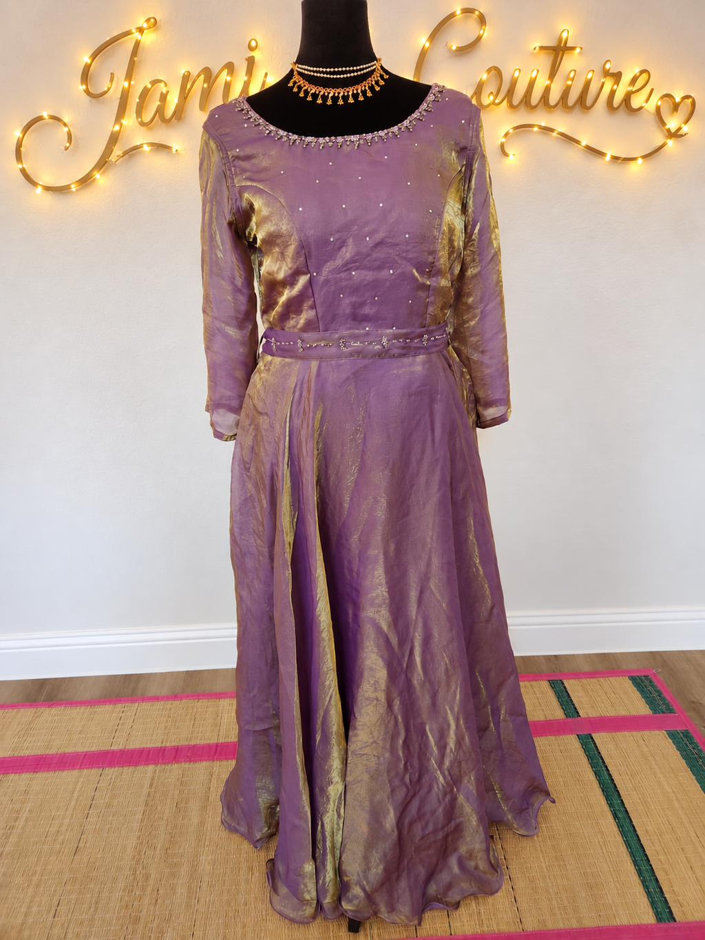 Lavender & Gold premium space Silk Anarkali Gown