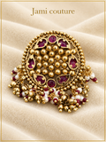 Antique Gold Ruby & Pearl Statement Ring | Adjustable Cocktail Ring
