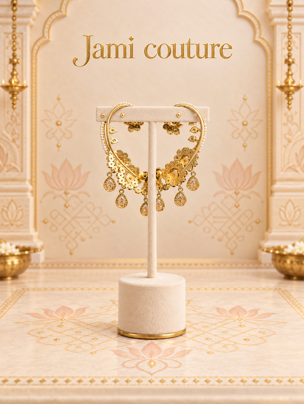 Ruby & Kundan Ear Cuff Earrings | Antique Gold Plated