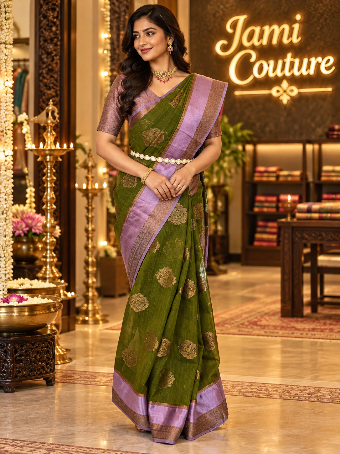 ✨ Premium Handpicked Jute Banarasi Saree with Gap Border ✨